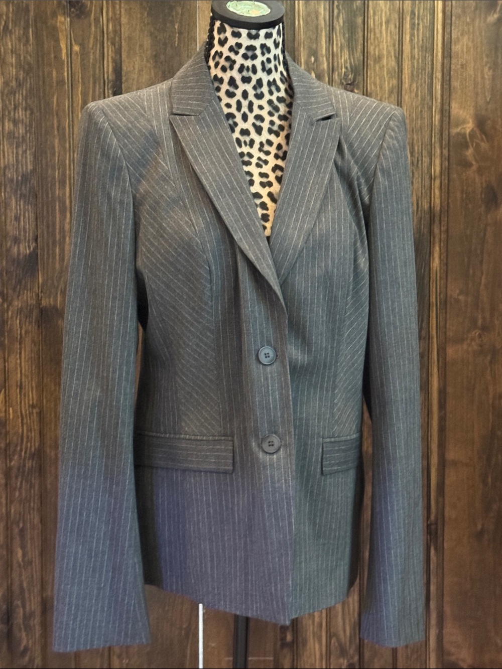 long tall sally Charcoal Gray Pinstripe Two-Button Tailored Blazer